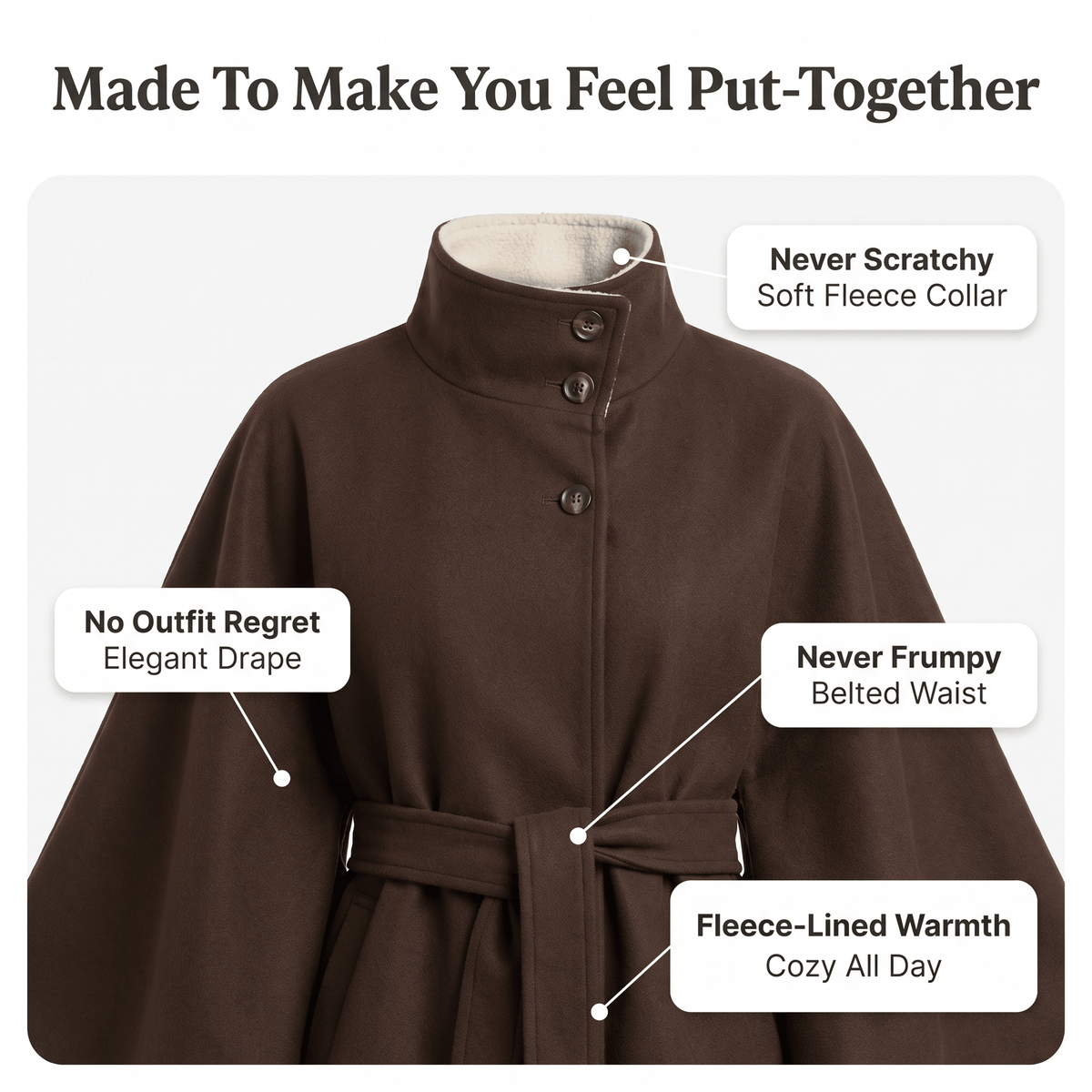 Belted Cape Jacket - Fleece Society