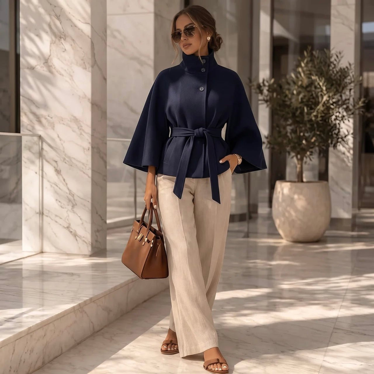 Belted Cape Jacket - Fleece Society