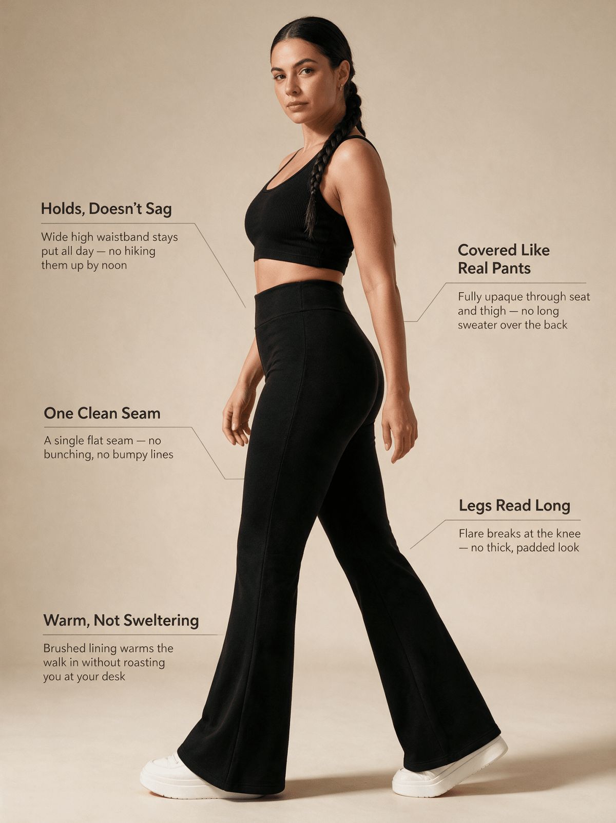 Fleece Lined Flare Pants — High Waisted Winter Trousers - Fleece Society
